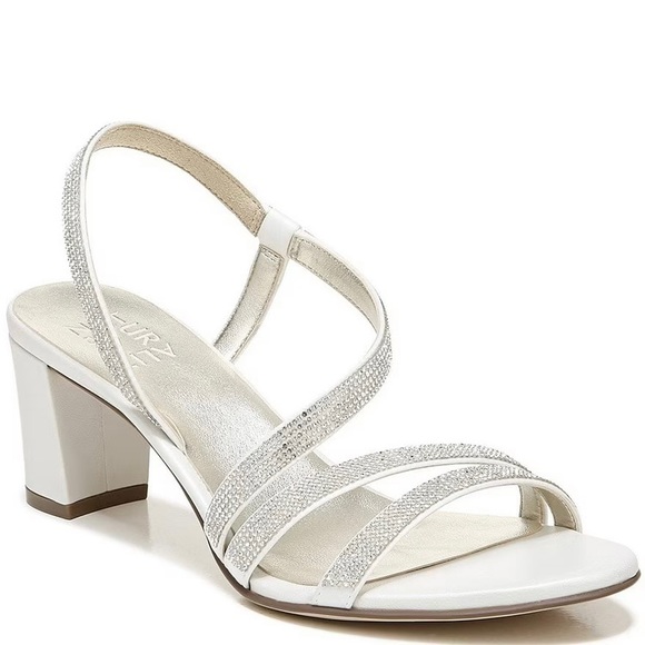Naturalizer Shoes - Naturalizer White Crystal Block Heel Evening Sandal 7 Wide - Perfect for Bridal